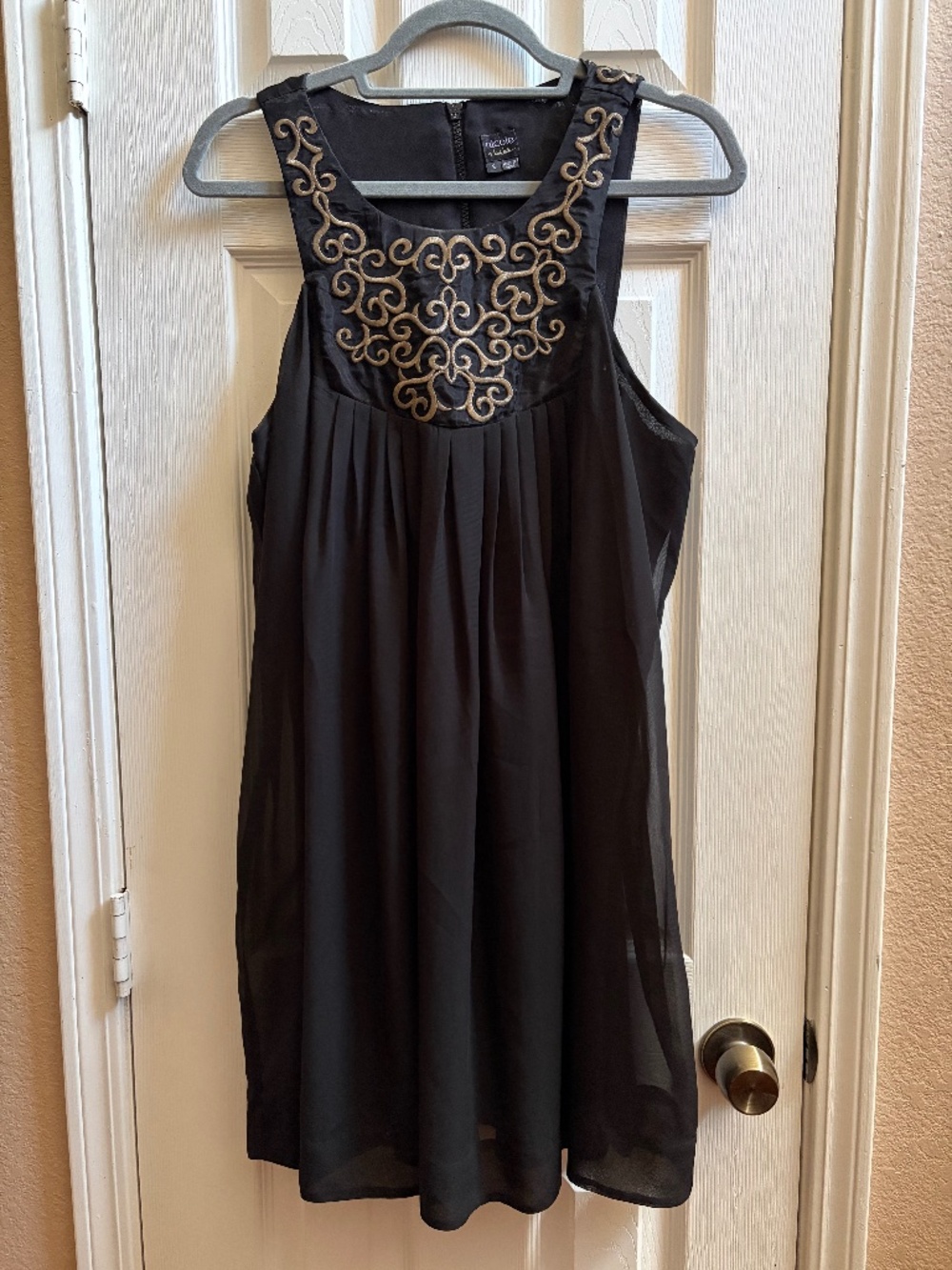 Black dress with gold embroidery